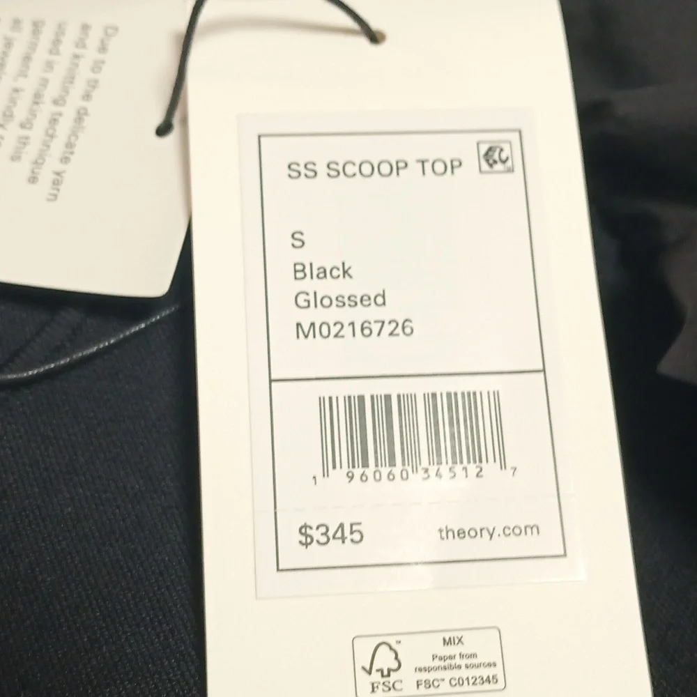 Theory Black Glossed Stretch Scoop Neck Top - Picture 6 of 8